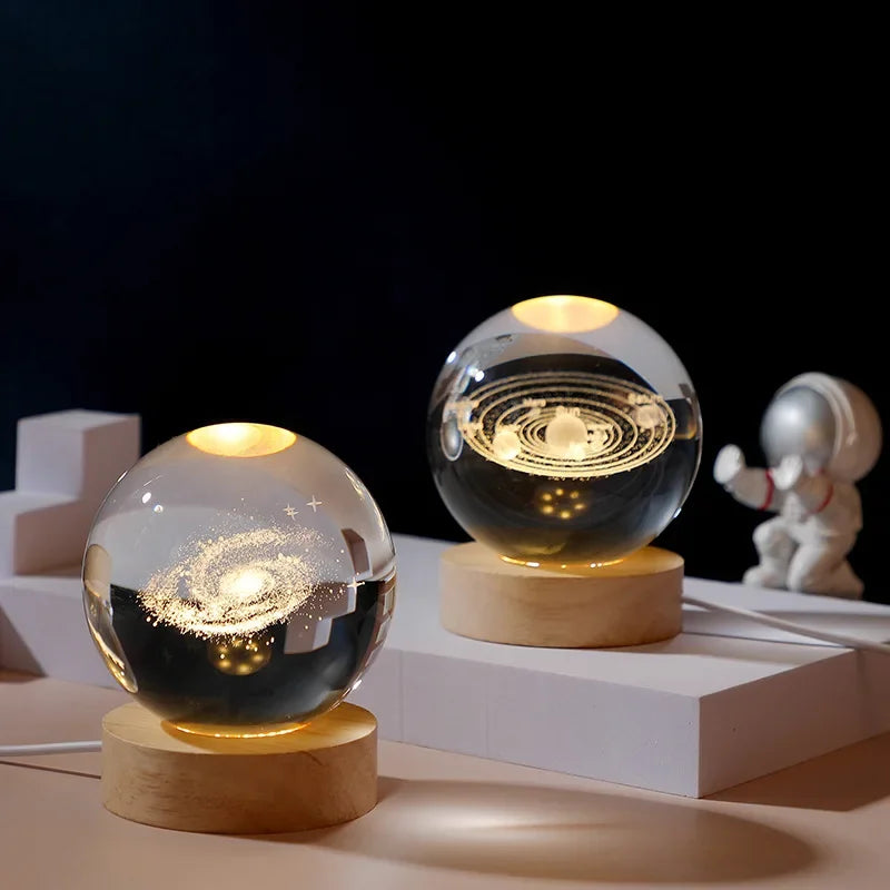 3D Galaxy Crystal Ball Night Light